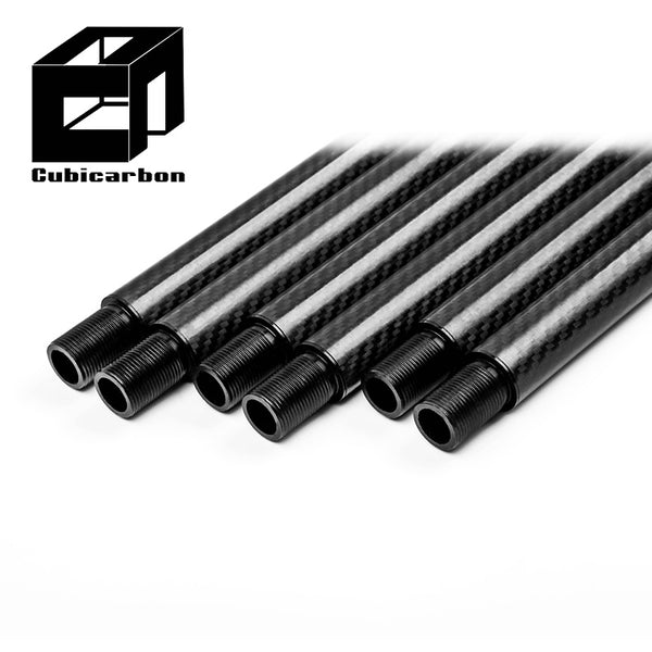 Carbon Fiber Tubing With Aluminum Threaded Connectors 1" 1.25" 2" Carbon Tube Telescopic Custom Carbon Pipes With Threaded Screw