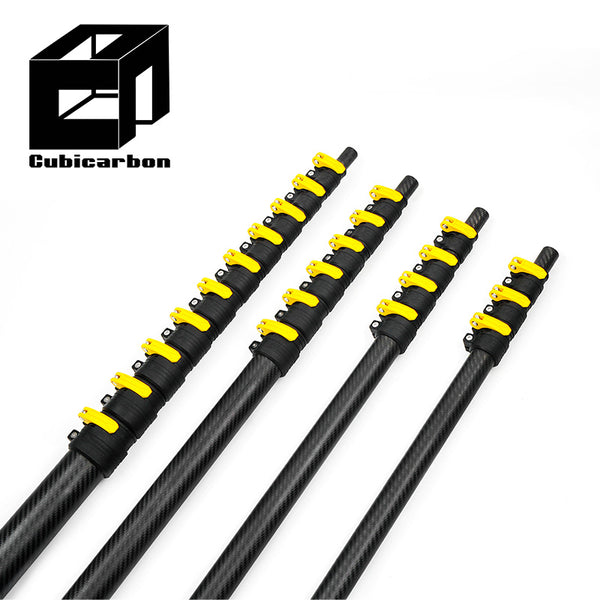 3K Weave 40ft 50ft 60ft Telescopic Carbon Fiber Glass Fiber Pole Carbonne Pole Customized Adjustable Pole From 3-25m