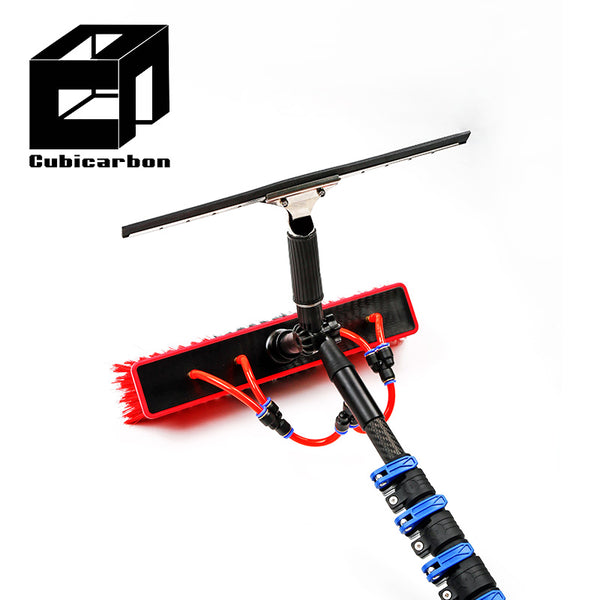 Strong Window Cleaning Pole 6m 9m 12m 15m 20m Carbon Fiber Telescopic Pole With Double-sided Brush and Hose