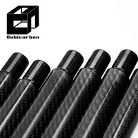 Carbon Fiber Tubing With Aluminum Threaded Connectors 1" 1.25" 2" Carbon Tube Telescopic Custom Carbon Pipes With Threaded Screw