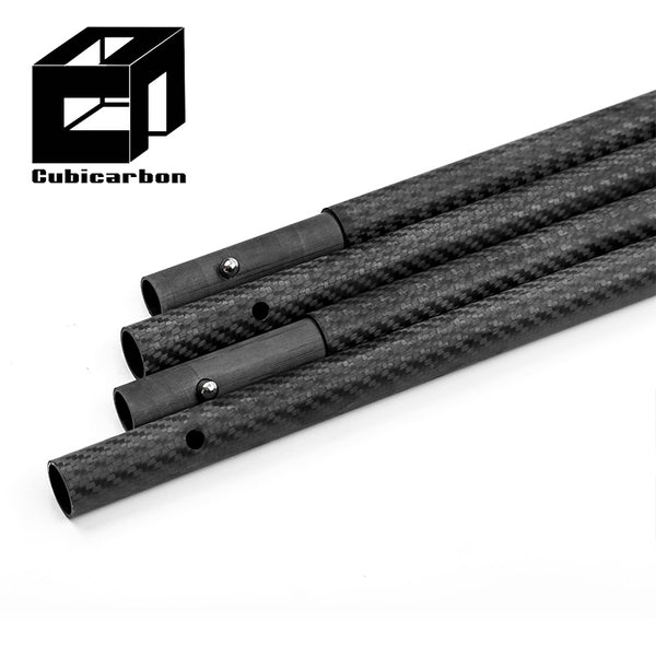 Factory Manufacture 100% Carbon Fiber Tube Roll Wrapped Telescopic Tube Several Sections Can Connect With Shrapnel Connection