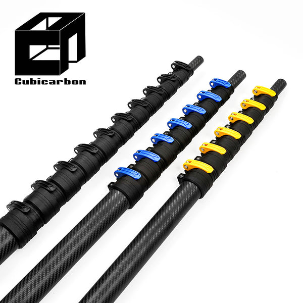 Carbon Fiber Telescopic Pole Strong Pole With Colorful Clamps 5m 10m 20m 25m Carbon Fiber Heavy Duty Telescoping Poles